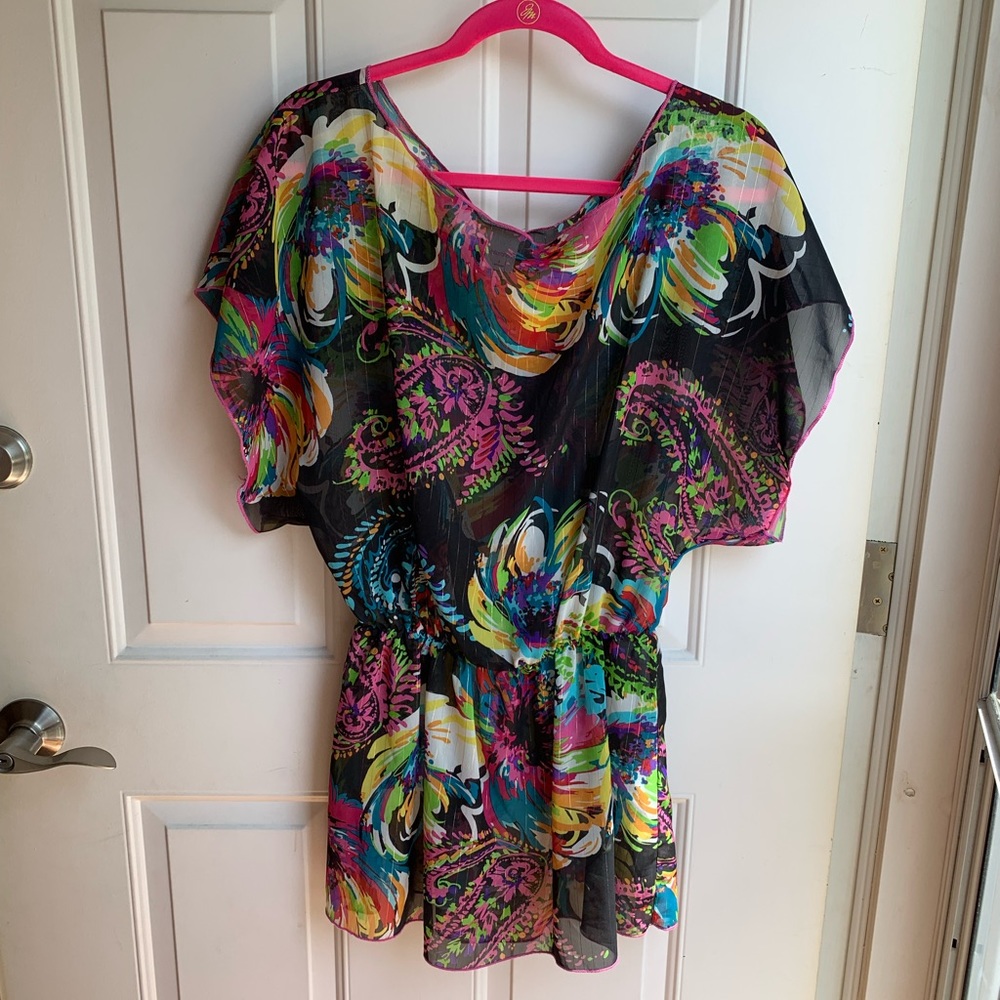 Multi color swim cover up/mini dress